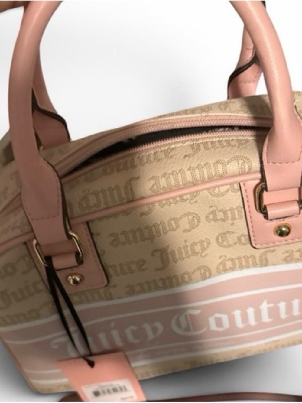 Juicy Couture Pink and Beige Logo Dome Satchel with Wristlet - Picture 2 of 3